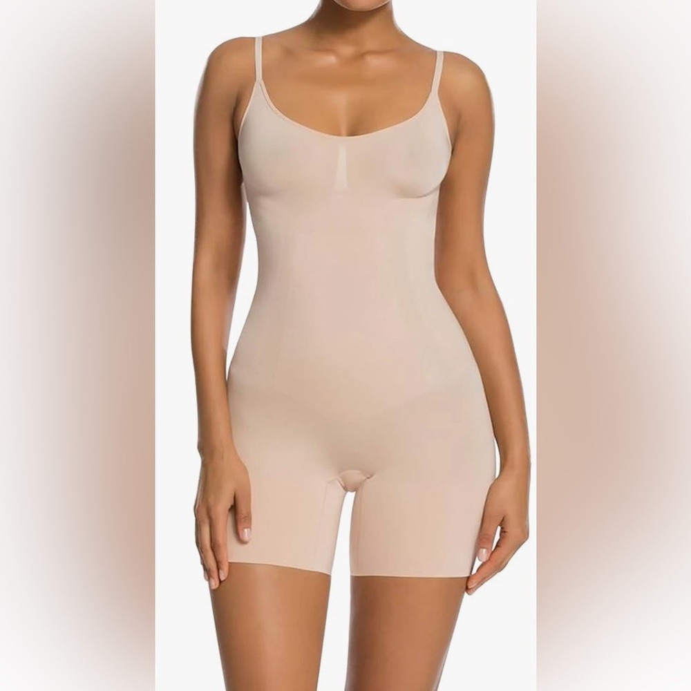 Sz S SHAPERX Bodysuit for Women Tummy Control Shapewear Mid-Thigh Seamless NW